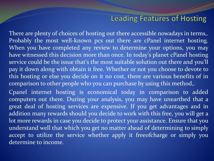 leading features of hosting