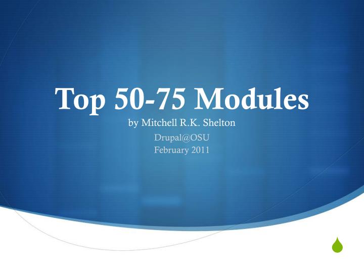 top 50 75 modules by mitchell r k shelton