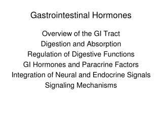 Gastrointestinal Hormones