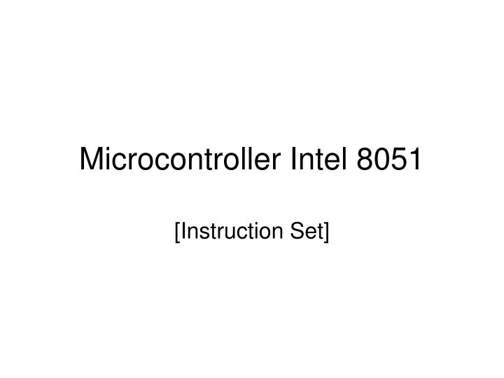 microcontroller intel 8051