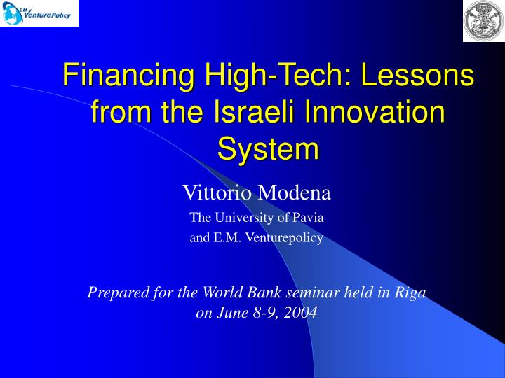 financing high tech lessons from the israeli innovation system