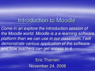 Introduction to Moodle