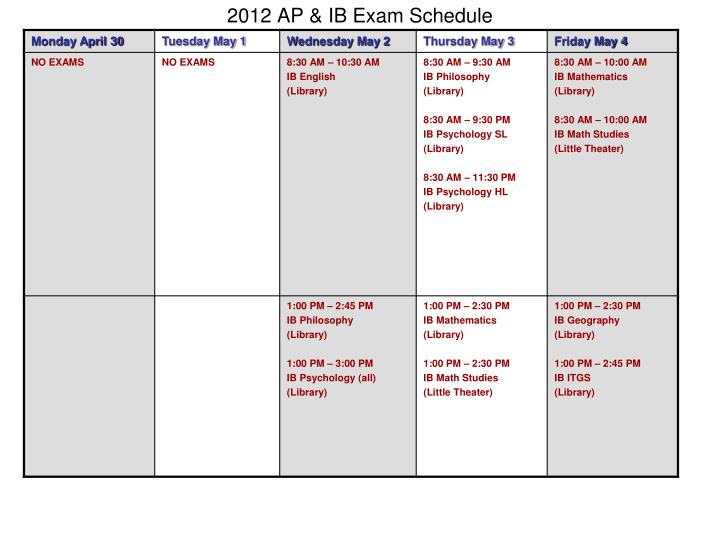 2012 ap ib exam schedule