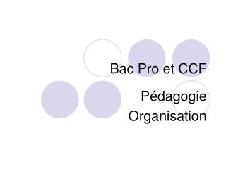 bac pro et ccf
