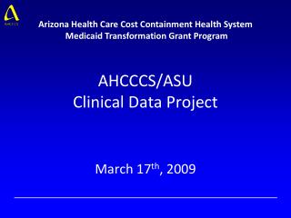 AHCCCS/ASU Clinical Data Project
