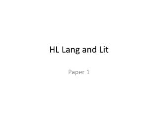 HL Lang and Lit