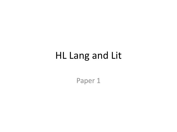 hl lang and lit