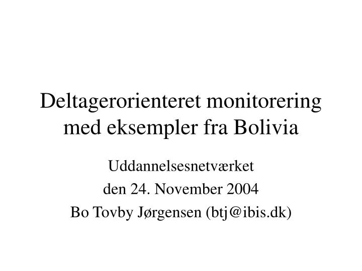 deltagerorienteret monitorering med eksempler fra bolivia