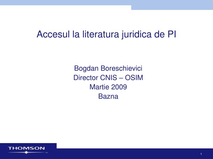 accesul la literatura juridica de pi