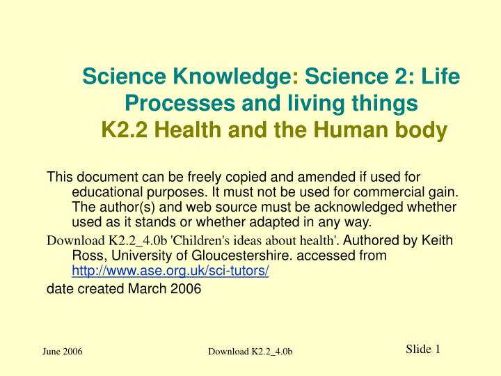science knowledge science 2 life processes and living things k2 2 health and the human body