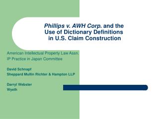 Phillips v. AWH Corp. and the Use of Dictionary Definitions in U.S. Claim Construction