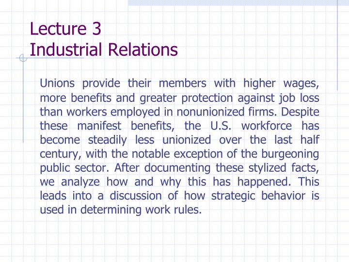 lecture 3 industrial relations