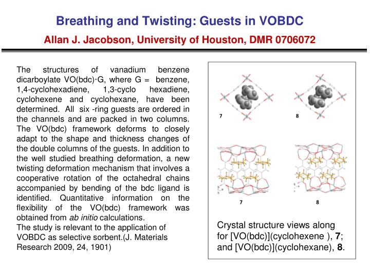 breathing and twisting guests in vobdc allan j jacobson university of houston dmr 0706072