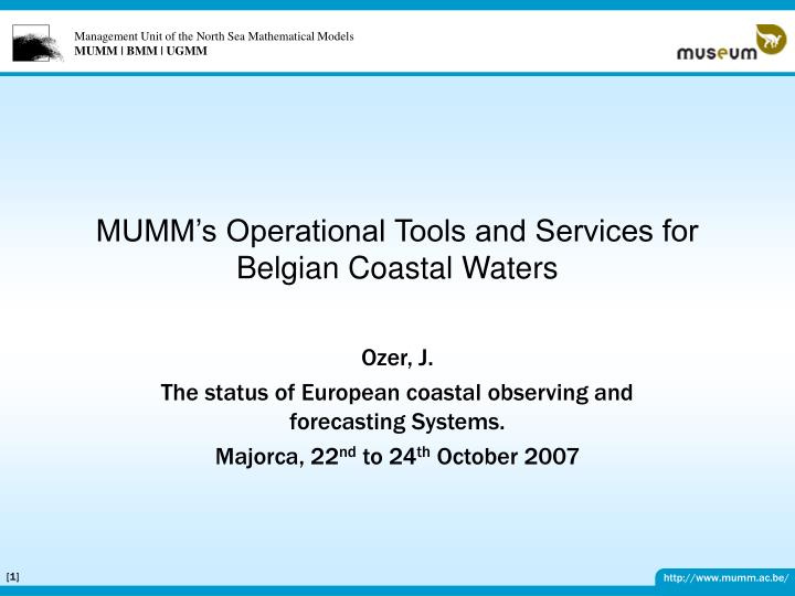mumm s operational tools and services for belgian coastal waters