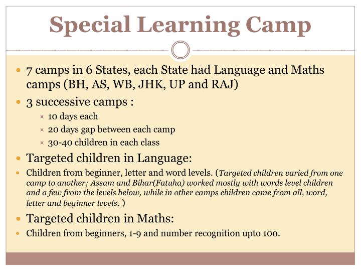 special learning camp