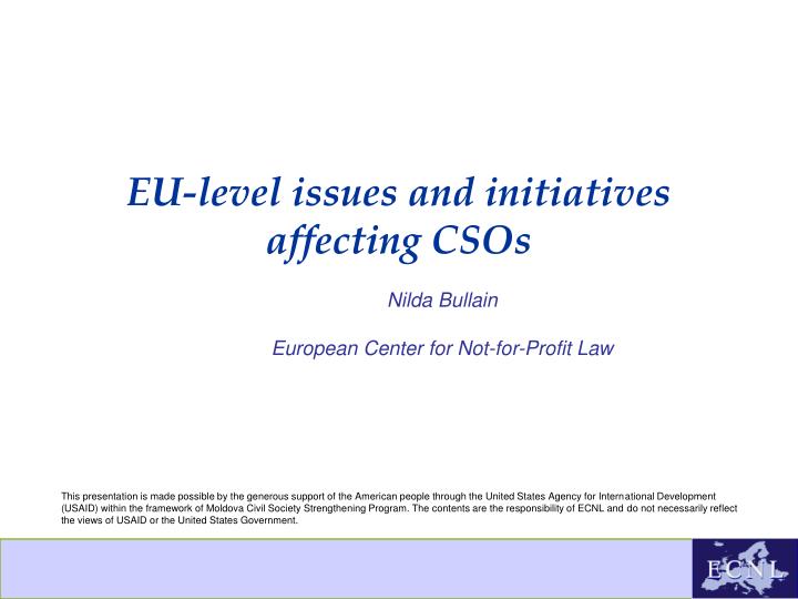eu level issues and initiatives affecting csos