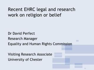 Recent EHRC legal and research work on religion or belief