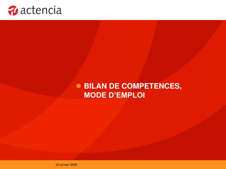 bilan de competences mode d emploi