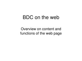 BDC on the web