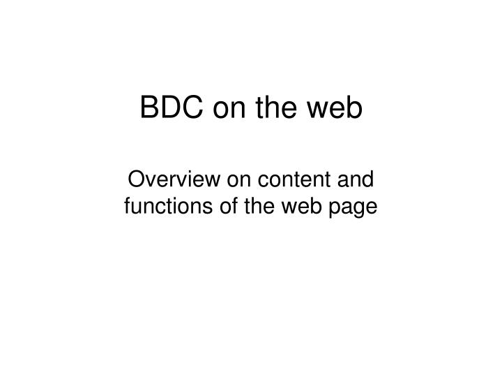 bdc on the web