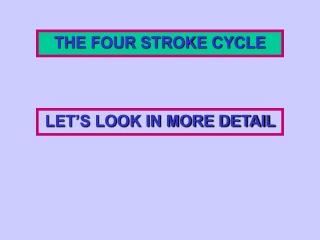 THE FOUR STROKE CYCLE
