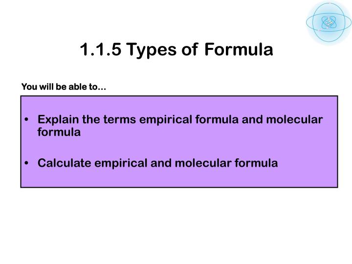 1 1 5 types of formula