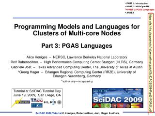 Programming Models and Languages for Clusters of Multi-core Nodes Part 3: PGAS Languages