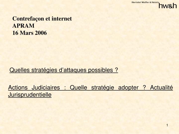 contrefa on et internet apram 16 mars 2006