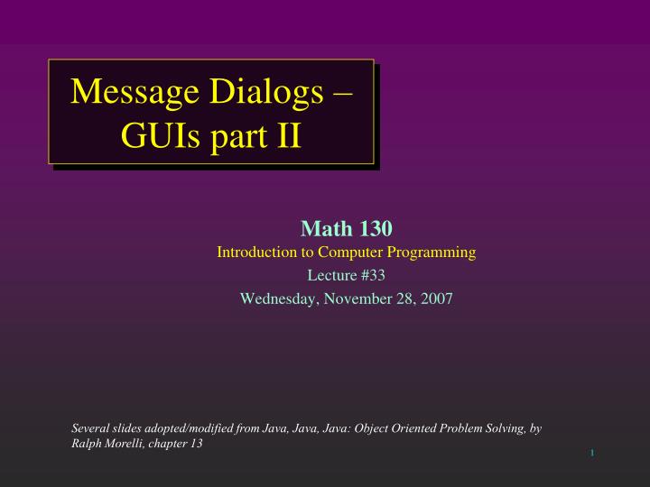 message dialogs guis part ii