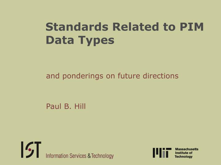 standards related to pim data types