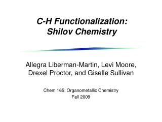 C-H Functionalization: Shilov Chemistry