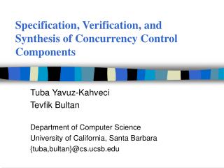 Specification, Verification, and Synthesis of Concurrency Control Components