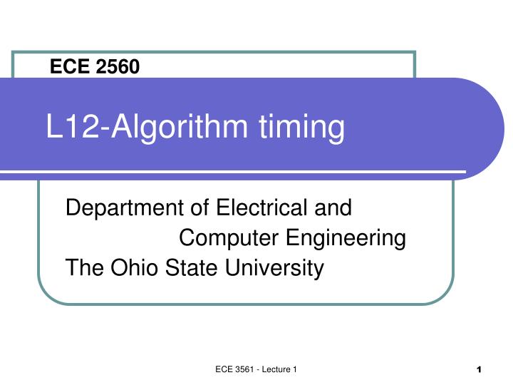 l12 algorithm timing