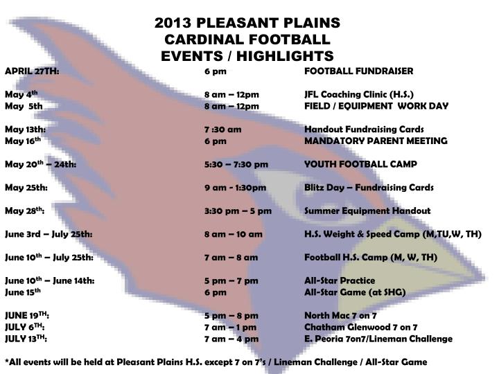 2013 pleasant plains cardinal football events highlights