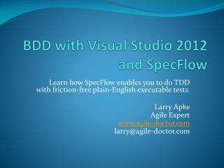 BDD with Visual Studio 2012 and SpecFlow