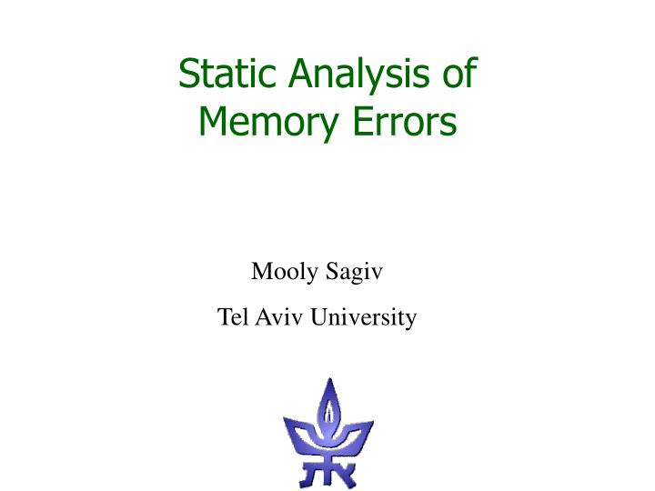 static analysis of memory errors