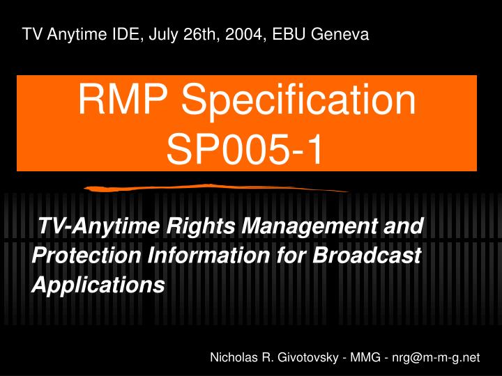 rmp specification sp005 1