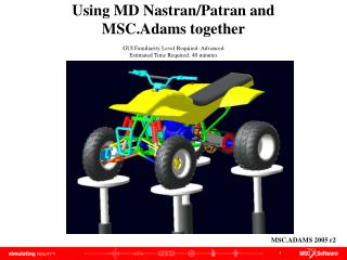 Using MD Nastran/Patran and MSC.Adams together GUI Familiarity Level Required: Advanced
