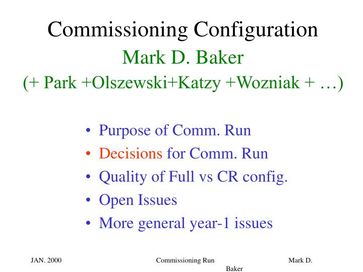 commissioning configuration mark d baker park olszewski katzy wozniak