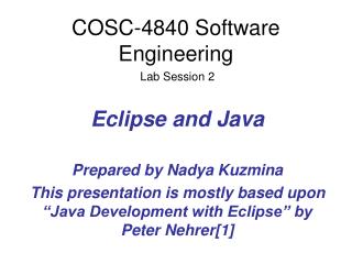 COSC-4840 Software Engineering