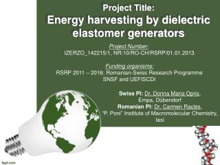 Project Title: Energy harvesting by dielectric elastomer generators