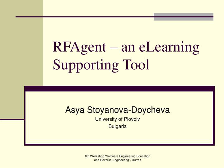 rfagent an elearning supporting tool