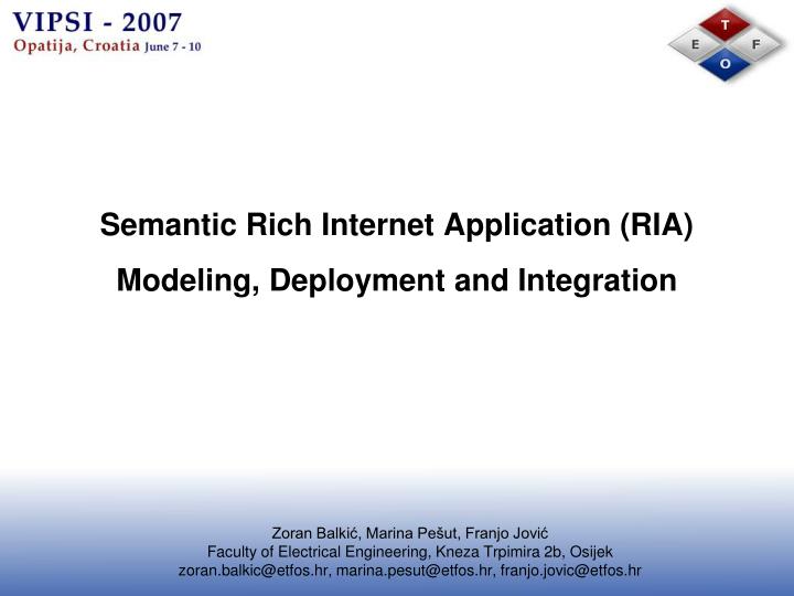 semantic rich internet application ria modeling deployment and integration