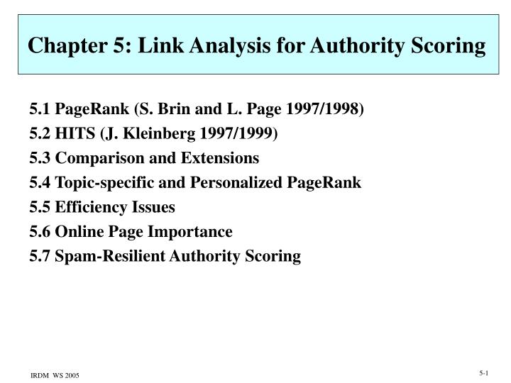 chapter 5 link analysis for authority scoring