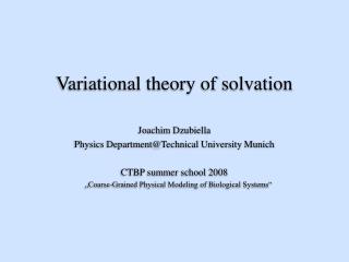 Variational theory of solvation