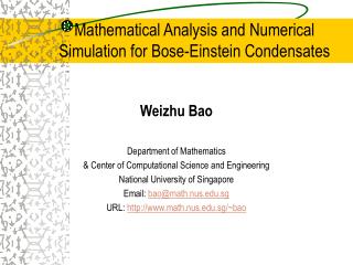 Mathematical Analysis and Numerical Simulation for Bose-Einstein Condensates