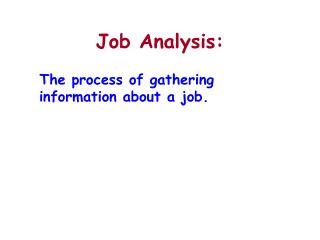 Job Analysis: