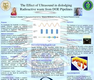 The Effect of Ultrasound in dislodging Radioactive waste from DOE Pipelines