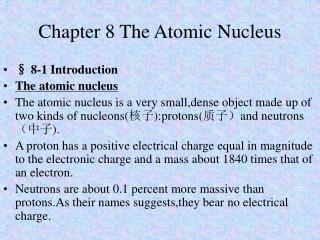Chapter 8 The Atomic Nucleus