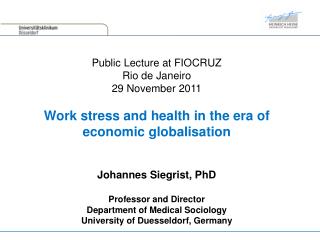 Public Lecture at FIOCRUZ Rio de Janeiro 29 November 2011